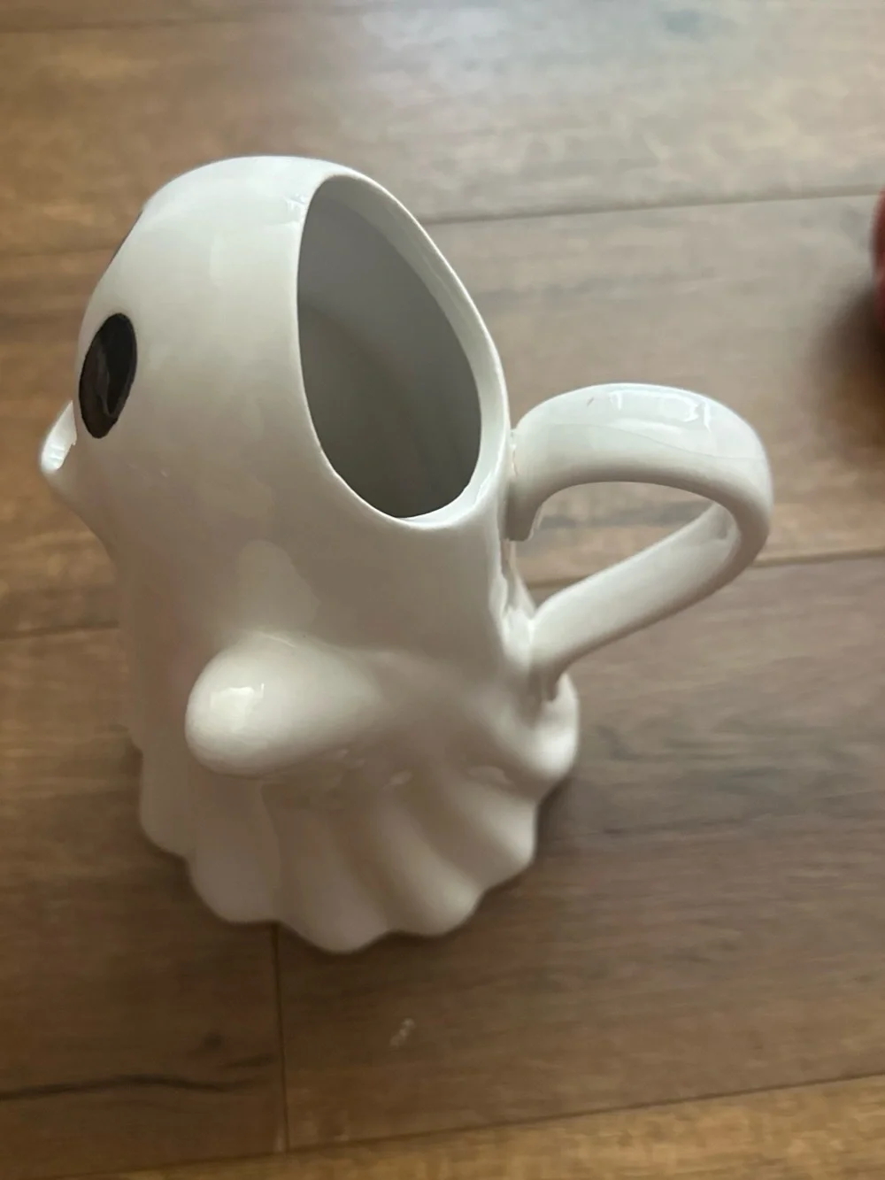 White Ghost Ceramic Vase with Orange Floral Accent